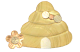 beehive designed needle nanny to hold needles made of brass, copper, nickel with a tiny bee and flower on the hive