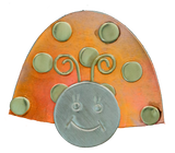Puffin Ladybug design needle nanny in copper with brass dots by Art & SoulWorks