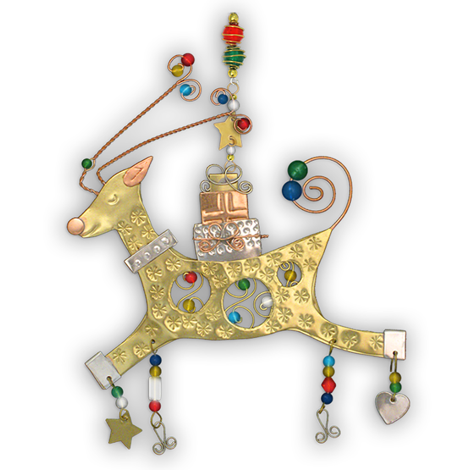 Festive Reindeer - Handmade Ornament