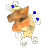 Decorative horse head with gold and copper mixed metals