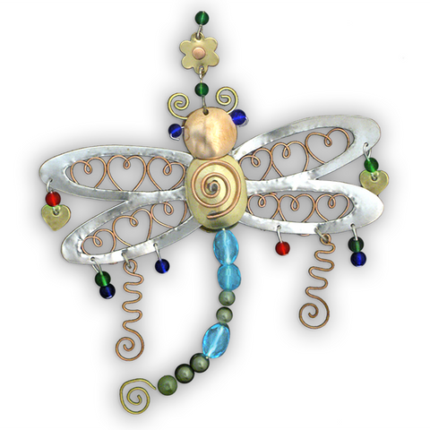 Rainbow Dragonfly - Handmade Ornament