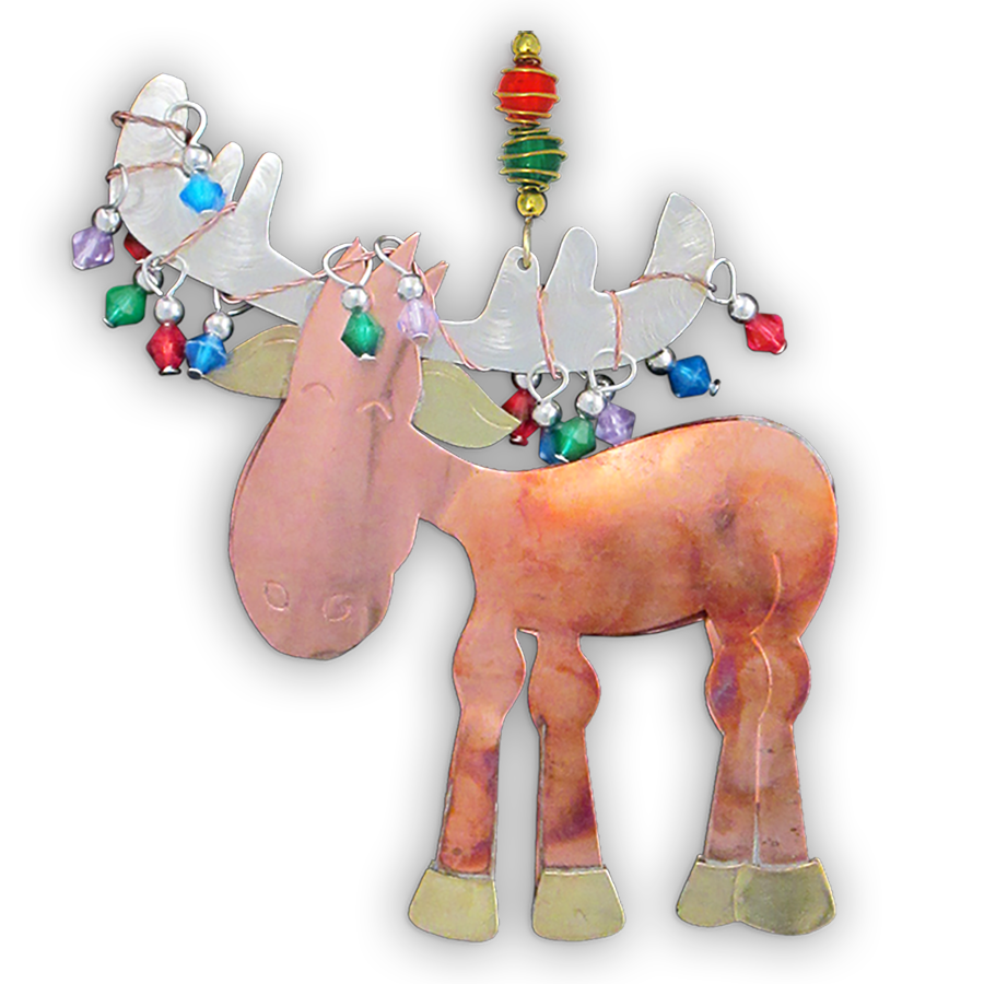 Twinkling Murphy Moose - Handmade Ornament