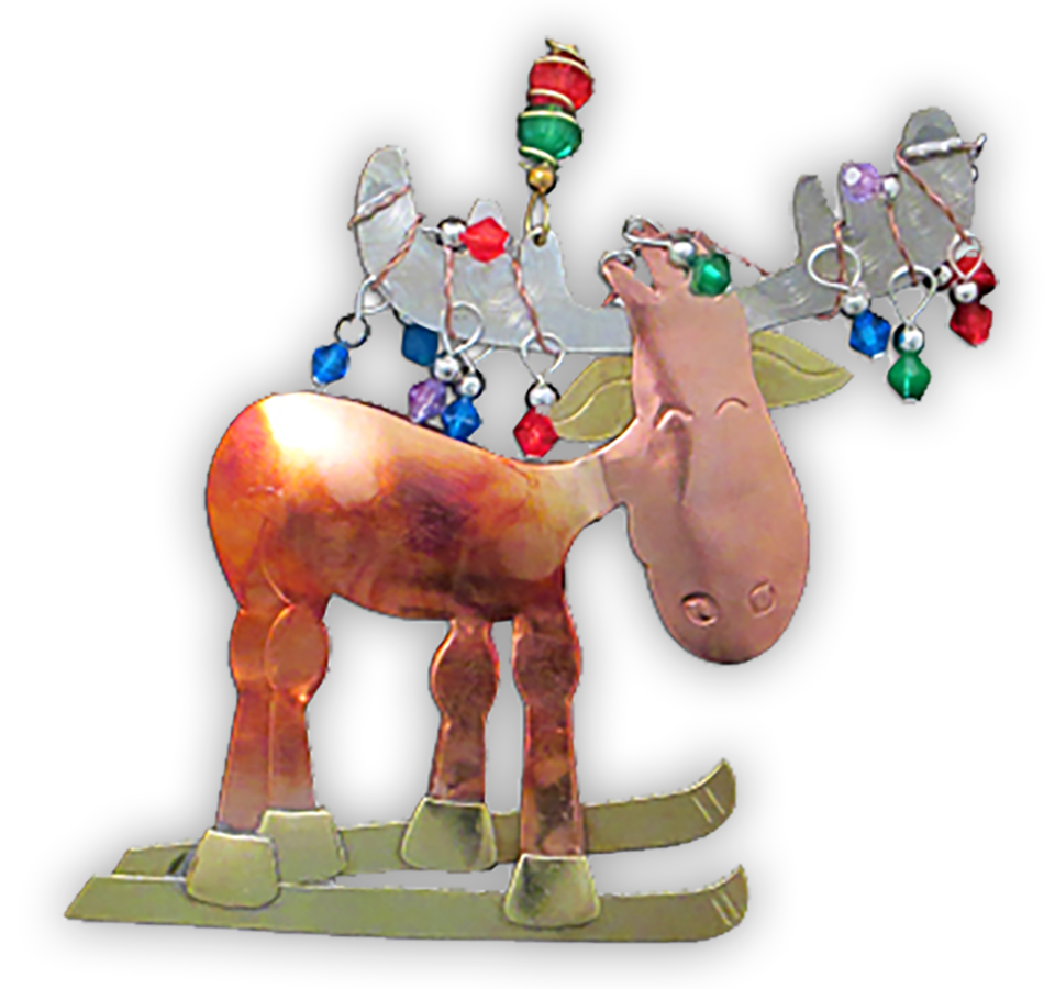Cross Country Moose - Handmade Ornament - REITRED