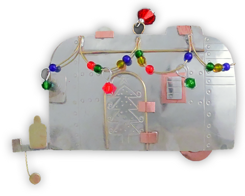 Holiday Airstream Camper - Handmade Ornament