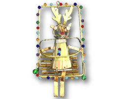 Ski Lift Reindeer - Handmade Ornament