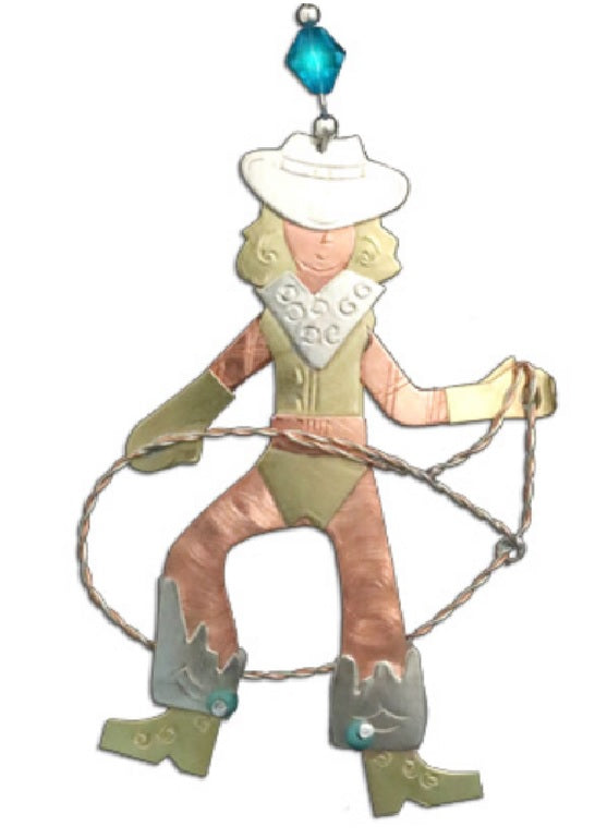 Cowgirl & Rope - Handmade Ornament