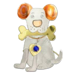 Cute Puppy Dog Charm holding a bone