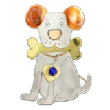 Cute Puppy Dog Charm holding a bone