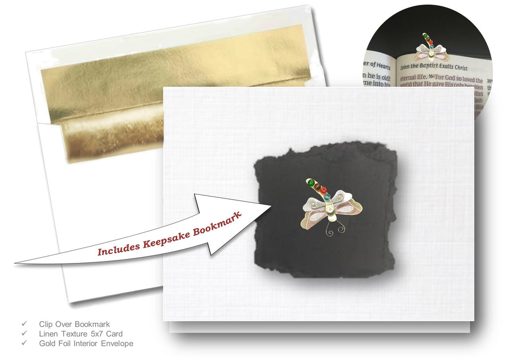 Dragonfly, Book Lovers Card & Bookmark Gift Set featuring - Curvy Dragonfly,  BookArt Bookmark