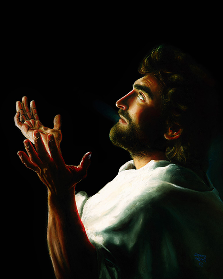Father Forgive Them, Jesus, Prince of Peace Profile Praying, Art by Akiane Kramarik