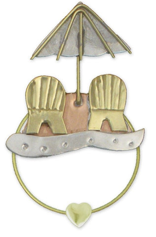 Two beach chairs and beach umbrella designed bookark