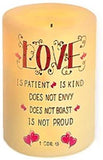 LOVE, Flickering Flameless Scripture Candle
